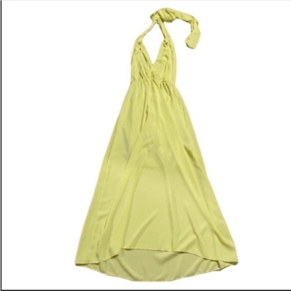 Venti6 convertible straps open back empire waist yellow halter maxi dress.Small. - Picture 1 of 10